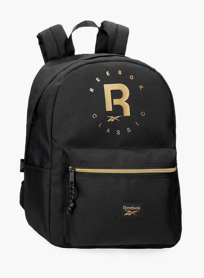 Reebok Logo Print School Backpack with Adjustable Straps and Zip Closure - 38x19x43 cm
