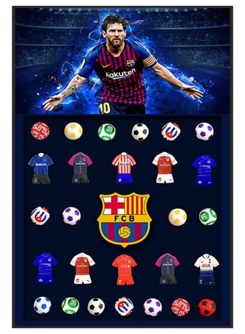 3D Wall Art Frame - Aluminum Alloy Frame Football Painting | Messi Poster with Jersey & Ball | Three-Dimensional Decorative Artwork for Sports Fans | Unique Home Decor & Gift - Image 1