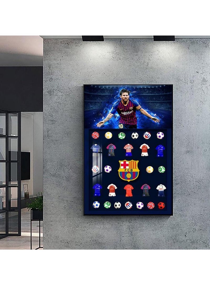 3D Wall Art Frame - Aluminum Alloy Frame Football Painting | Messi Poster with Jersey & Ball | Three-Dimensional Decorative Artwork for Sports Fans | Unique Home Decor & Gift - Image 2