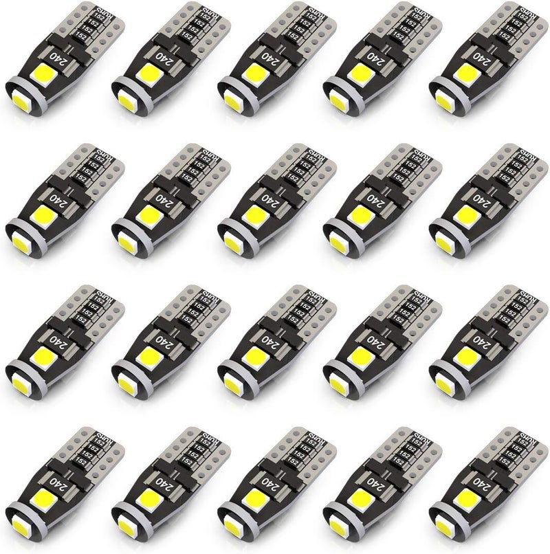 KAFEEK 20x T10 Wedge 194 168 2825 W5W Super Bright LED Bulbs - Xenon White - Image 1