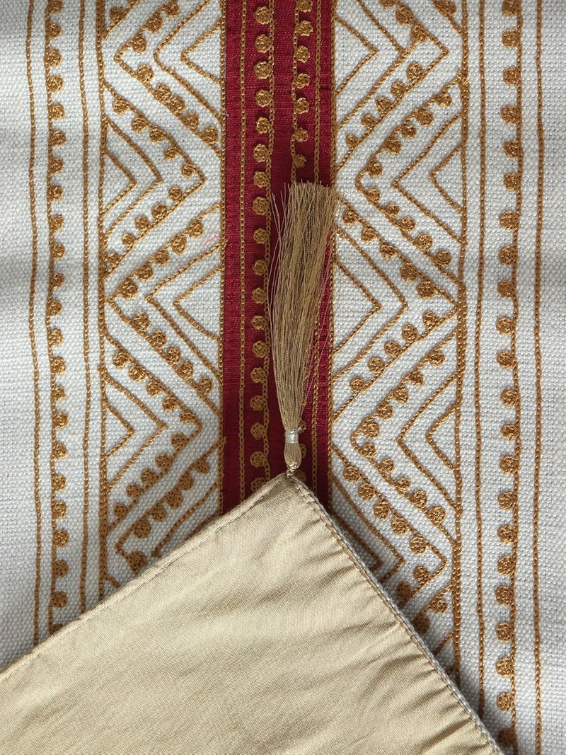 Zeba World Beige Cotton Blend Table Runner with Embroidery & Patchwork Center, Tassels | Elegant Dining Table Runner for 4/6 Seater – 30 cm x 210 cm (12 in x 84 in) - Image 3
