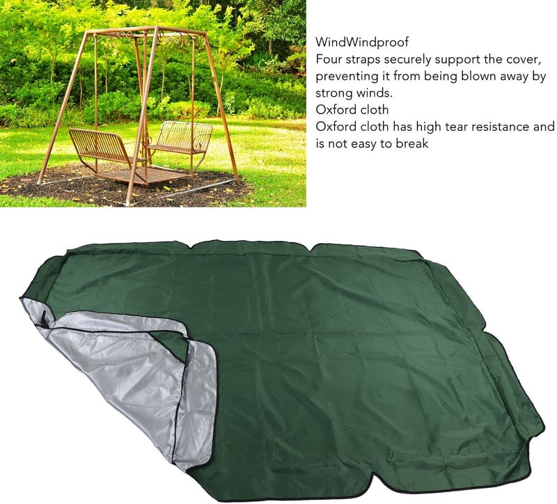 woobles Swing Canopy Replacement, 4 Reinforced Straps Outdoor Swing Canopy Cover 420D Oxford Windproof Fabric for Backyard Dark Green-Dark Green - Image 2