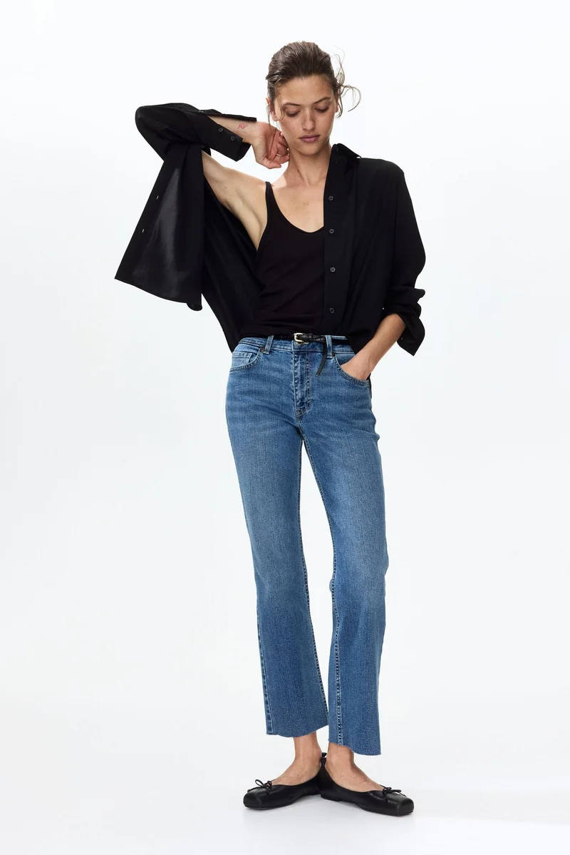 H&M Flared Regular Waist Ankle Jeans