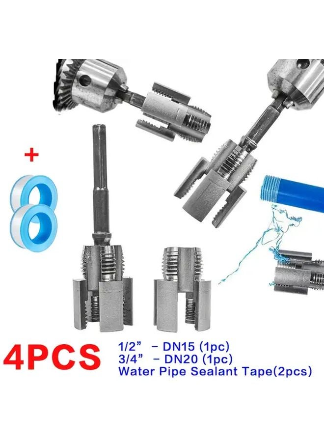 4pcs Set PPR Pipe Threader Tool With Sealant Tape DN15 DN20 Electric Drill Type - Image 2