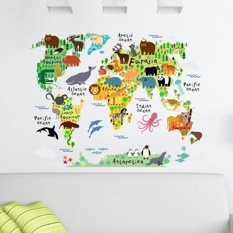 Tilki Dünyası Fox World Educational Colorful World Map, World Atlas Children and Baby Wall Sticker  - Image 2