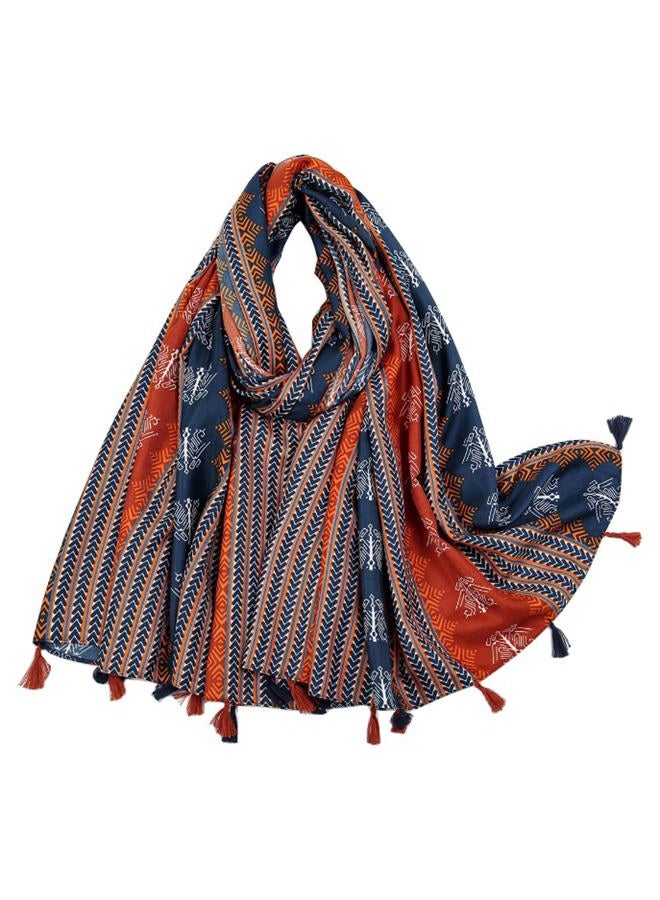 Yeieeo Boho Scarf for Women Lightweight Floral Printed Scarf Fall Winter Fashion Fringed Shawl, Color24, L - Image 1