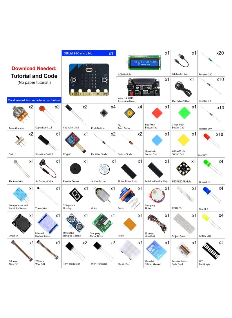 FREENOVE - Ultimate Starter Kit for BBC Micro bit (V2 Included), 316 Page Detailed Tutorial, 225 Items, 44 Projects, Blocks and Python Code - Image 1
