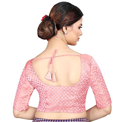 Vardha Women's Brocade Elbow Sleeves Saree Blouse (B5_38) - Image 5