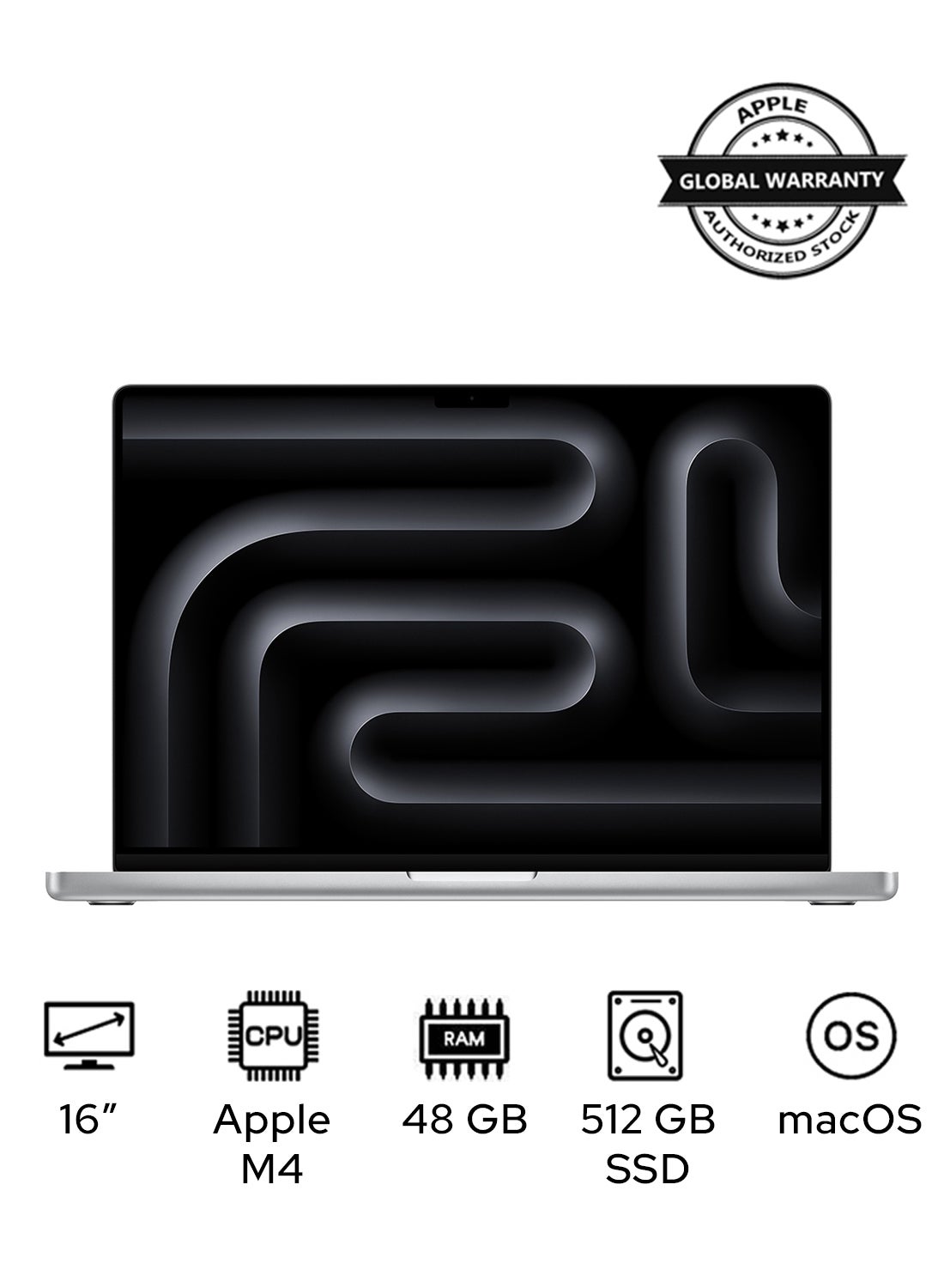 MacBook Pro MX2U3 | 16.2 Inch Display | Apple M4 Pro Chip | 14-Core CPU 20-Core GPU | 48GB RAM | 512GB SSD | macOS | English Keyboard | English Silver