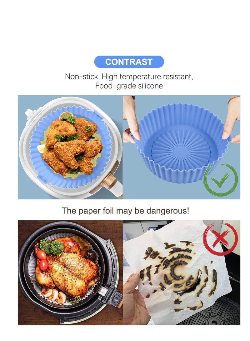 Air Fryer Silicone Pot, 3 Pcs Reusable Non-Stick of Parchment Paper Air Fryer Liners Mats for Air Fryer Baking Roasting Oven Microwave - Image 4