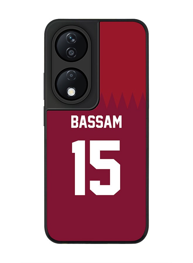 Stylizedd Rugged Black Edge Case for Honor X7b, Slim fit Case Flexible Anti Drop TPU Gel Thin Cover -  Football Team - Qatar, Player Name - Bassam - Image 1