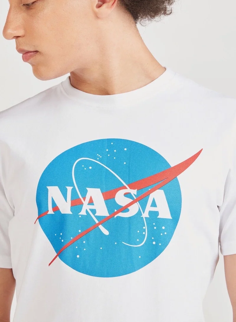 SP Characters NASA Print Crew Neck Slim Fit T-shirt with Short Sleeves
