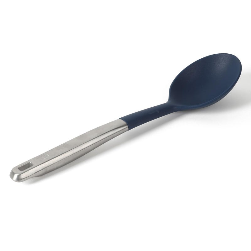 Calphalon Prime Stainless Steel Kitchen Spoon W/Navy Blue Silicone Head - Image 1