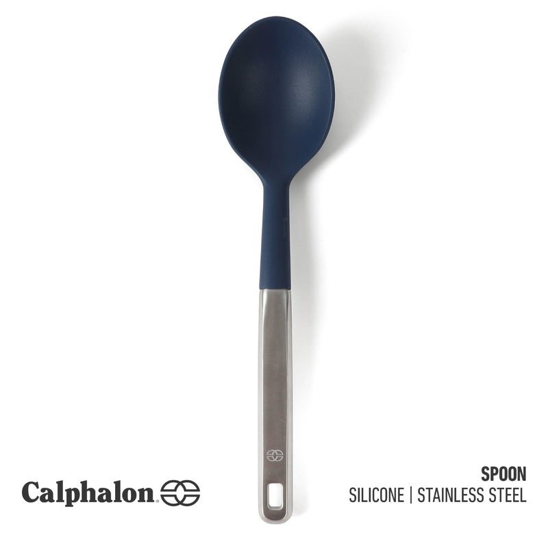 Calphalon Prime Stainless Steel Kitchen Spoon W/Navy Blue Silicone Head - Image 2