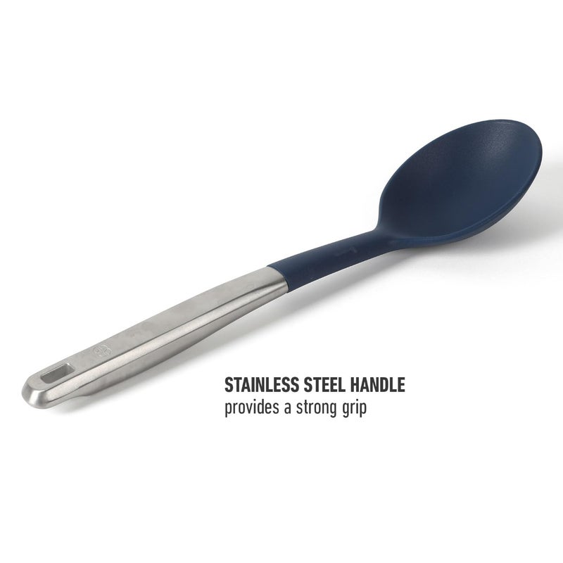 Calphalon Prime Stainless Steel Kitchen Spoon W/Navy Blue Silicone Head - Image 5