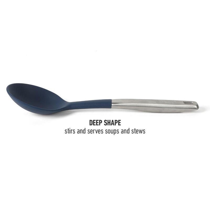 Calphalon Prime Stainless Steel Kitchen Spoon W/Navy Blue Silicone Head - Image 4