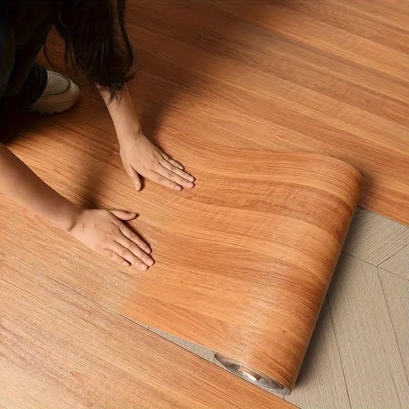 HAPPYMATES Wood Grain Peel and Stick Thickened 1.5mm Vinyl Flooring Roll – Waterproof Self Adhesive Floor & Wall Sticker, Foam Tile Wallpaper for Kitchen, Bathroom, and Home Decor (24 X 50 inch) - Image 4