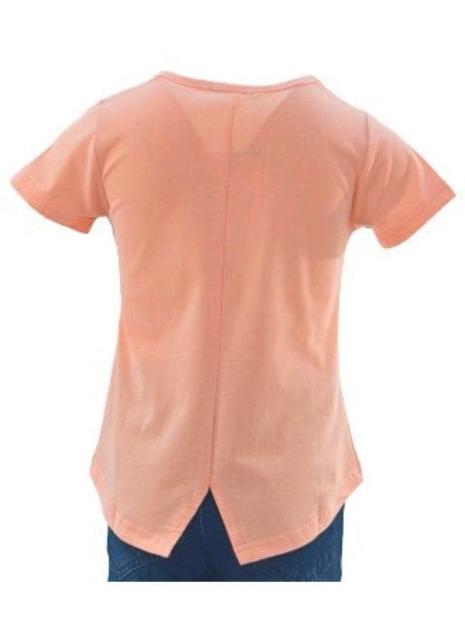 JOANNA JOANNA 23KY384B Girl's Need More Space Bye! Skater To Skate Anywhere Print Round Neck Short Sleeve T-Shirt - Orange  - Image 2