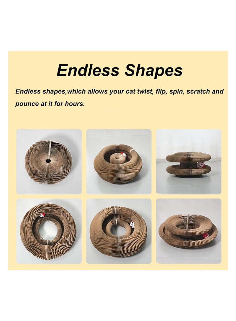 Magic Organ Cat Toy,Kitty Kurlz Cat Toy,Magic Organ Cat Scratcher Board,Foldable Recyclable Cat Accordion Toy with Ball for Indoor Cat (1pc) - Image 2