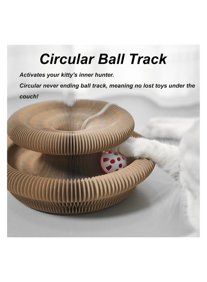 Magic Organ Cat Toy,Kitty Kurlz Cat Toy,Magic Organ Cat Scratcher Board,Foldable Recyclable Cat Accordion Toy with Ball for Indoor Cat (1pc) - Image 5