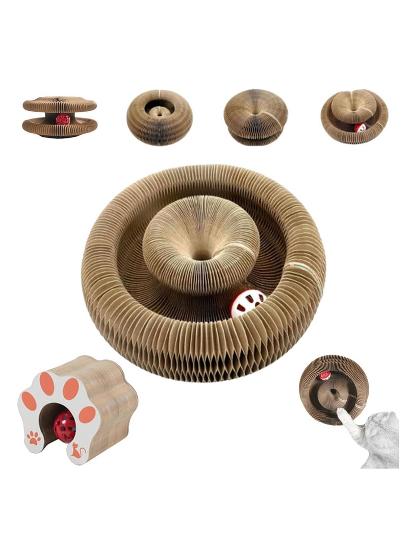 Magic Organ Cat Toy,Kitty Kurlz Cat Toy,Magic Organ Cat Scratcher Board,Foldable Recyclable Cat Accordion Toy with Ball for Indoor Cat (1pc) - Image 1