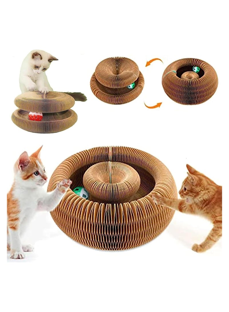 Magic Organ Cat Toy,Kitty Kurlz Cat Toy,Magic Organ Cat Scratcher Board,Foldable Recyclable Cat Accordion Toy with Ball for Indoor Cat (1pc) - Image 3
