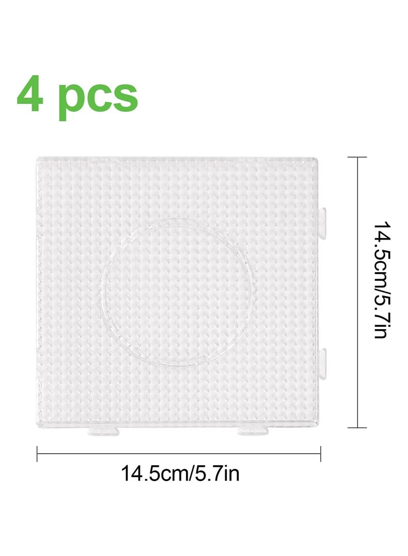 SYOSI 4 Pcs Square Bead Pegboards, 5.7’‘x5.7’’ Hama Bead Boards Plastic Fuse Beads Pegboards Peg Boards Beads Pegboard for Kids Adults DIY Handcraft - Image 4