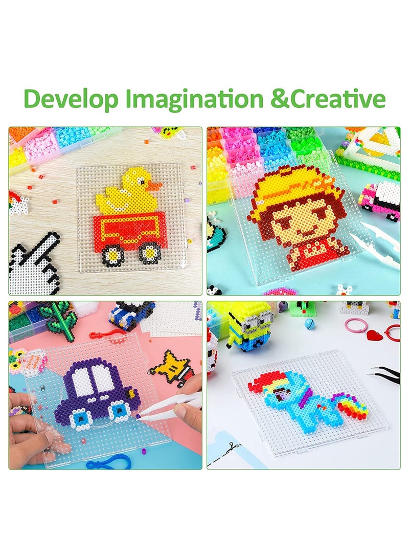 SYOSI 4 Pcs Square Bead Pegboards, 5.7’‘x5.7’’ Hama Bead Boards Plastic Fuse Beads Pegboards Peg Boards Beads Pegboard for Kids Adults DIY Handcraft - Image 2