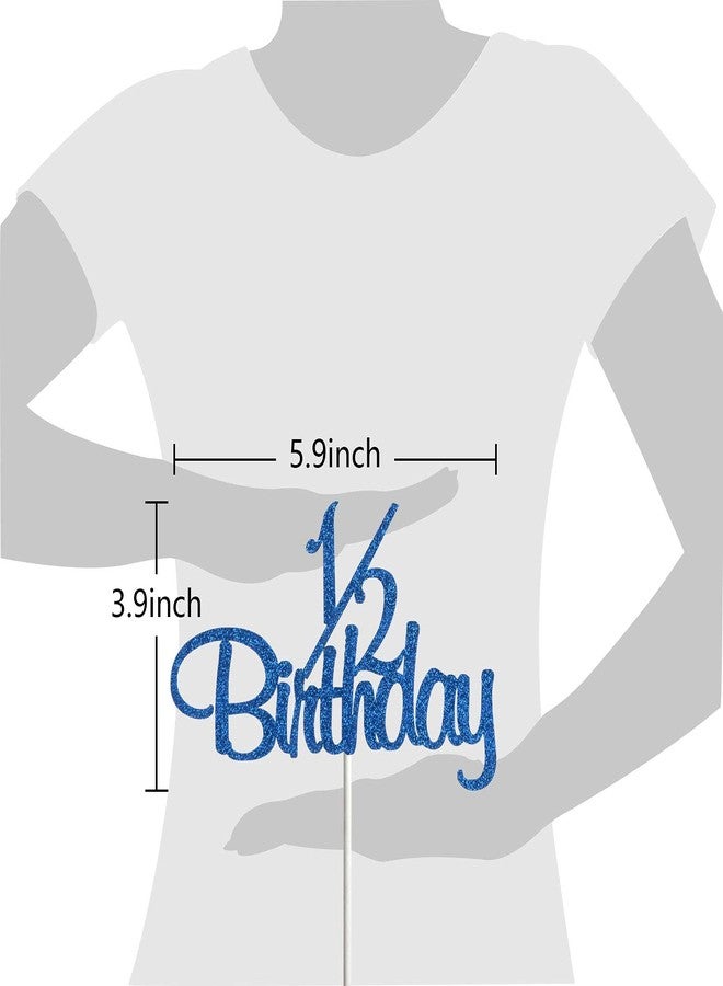 Helewilk 1/2 Birthday Cake Topper, Half Way to One, Baby Boys Girls Half Cake Deco, Happy 6 Month Birthday Party Supplies, Blue Glitter - Image 3