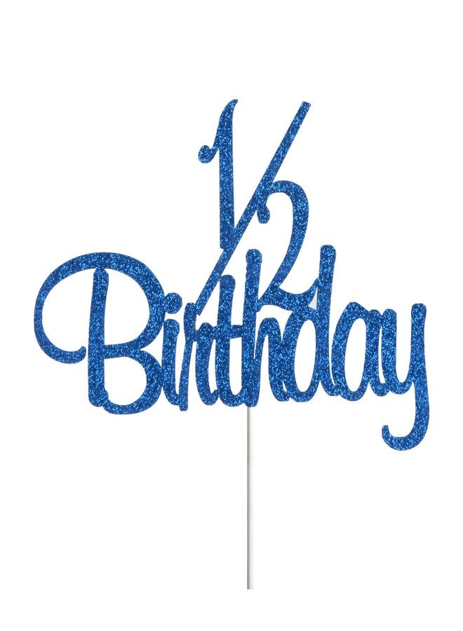 Helewilk 1/2 Birthday Cake Topper, Half Way to One, Baby Boys Girls Half Cake Deco, Happy 6 Month Birthday Party Supplies, Blue Glitter - Image 4