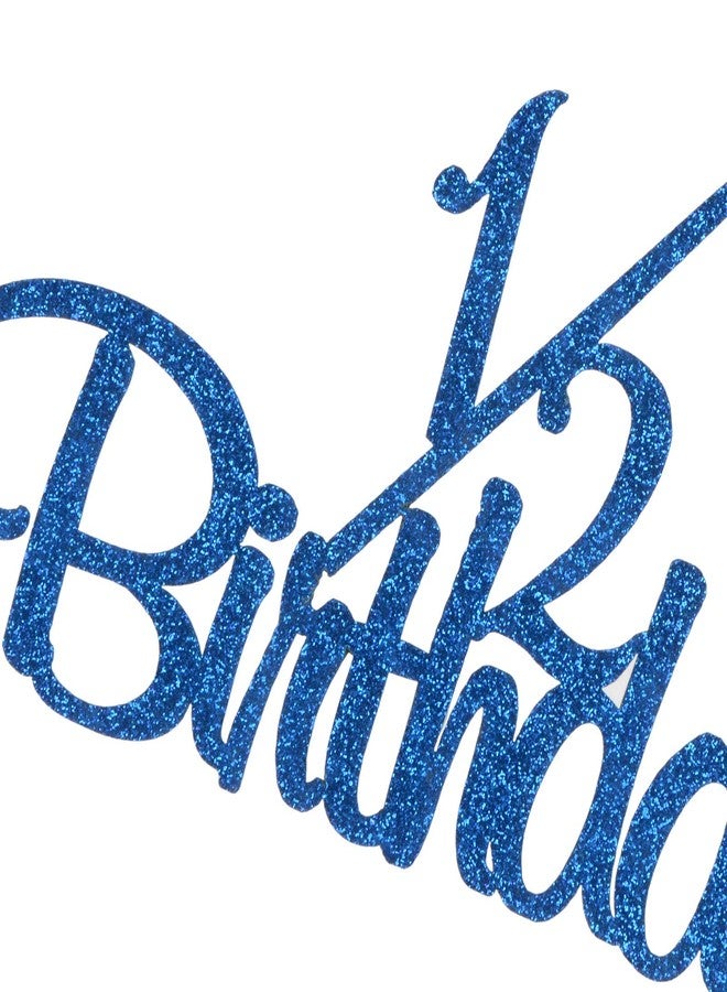 Helewilk 1/2 Birthday Cake Topper, Half Way to One, Baby Boys Girls Half Cake Deco, Happy 6 Month Birthday Party Supplies, Blue Glitter - Image 2