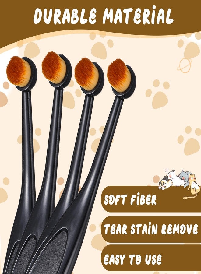 Xyembu 4 Pcs Dog Eye Brush, Pets Grooming Brush, Tear Stain Remover Brushes Washable Fiber, Ergonomic Handle, Long Tapered Bristles for Dogs, Cats, Small Pet Tear Stain Remover - Image 4