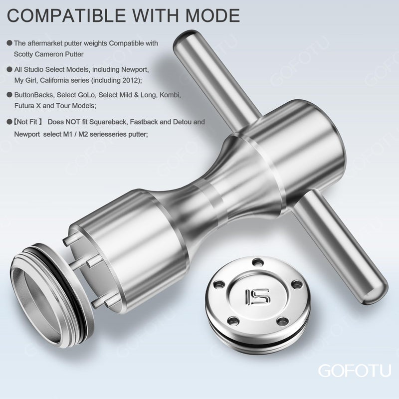 Gofotu Golf Weight 2pcs 5g/10g/15g/20g/25g/30g/35g/40g/45g Golf Weights Wrench Kit Compatible with Titleist Scotty Cameron Putter Newport (2pcs 15g+Wrench) - Image 3