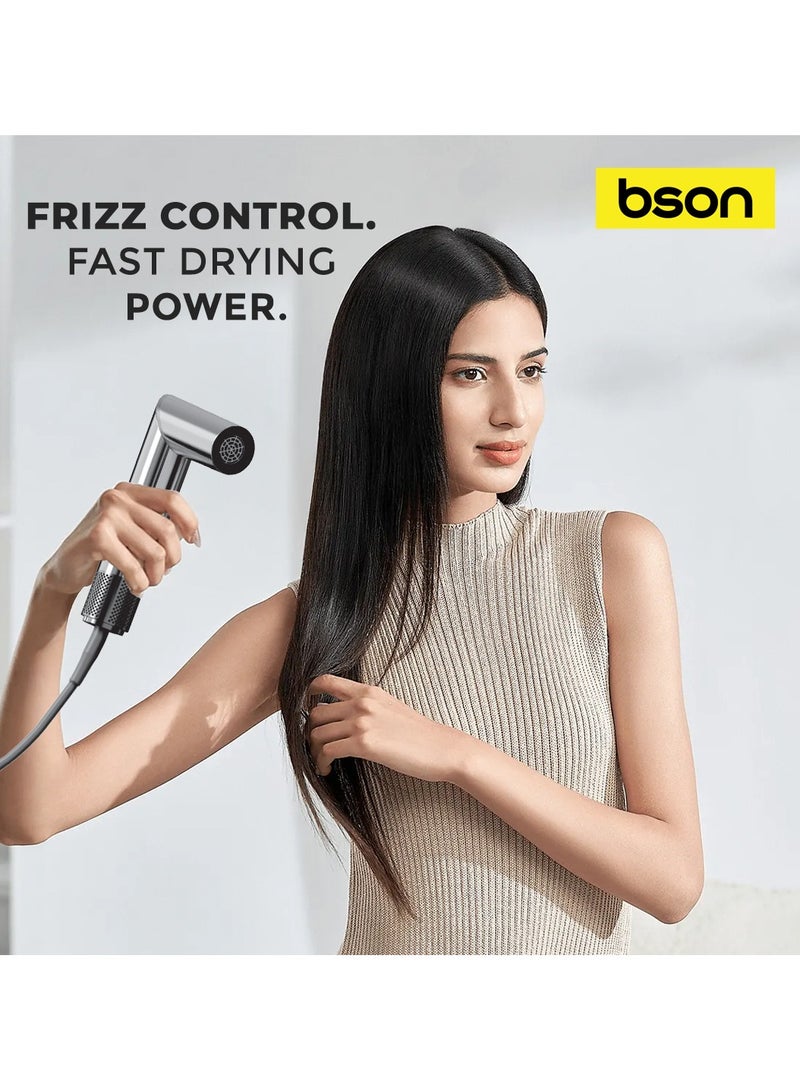 BSON مجفف شعر ومصفف احترافي 6 في 1 - محرك بدون فرشاة بسرعة 110,000 دورة في الدقيقة، 5 ملحقات تصفيف، تحكم ذكي في الحرارة، 100 مليون أيون سالب، بدون إشعاع - تجفيف سريع، مضاد للتجاعيد، مجفف شعر خفيف الوزن للنساء، الرجال، المنزل، السفر، الصالون - Image 2