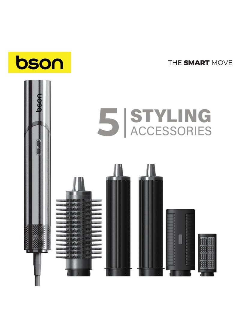 BSON مجفف شعر ومصفف احترافي 6 في 1 - محرك بدون فرشاة بسرعة 110,000 دورة في الدقيقة، 5 ملحقات تصفيف، تحكم ذكي في الحرارة، 100 مليون أيون سالب، بدون إشعاع - تجفيف سريع، مضاد للتجاعيد، مجفف شعر خفيف الوزن للنساء، الرجال، المنزل، السفر، الصالون - Image 3