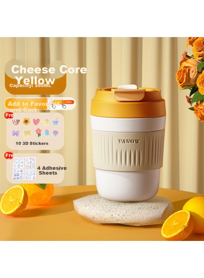Vanow Coffee Mug Insulated Tumbler For Women Portable Ceramic Liner High-style Travel Straw Water Bottle - Image 1