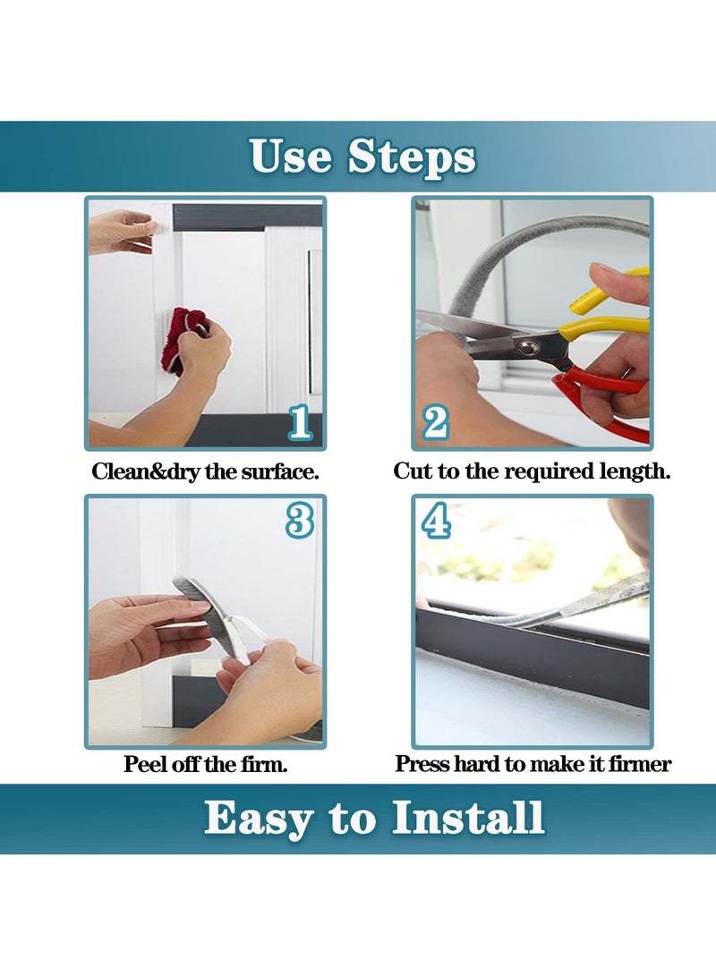 إسكدنيا شريط مانع للتسرب ذاتي اللصق للنوافذ والأبواب المنزلية، شريط مانع للتسرب للأبواب، شريط مانع للتسرب ذاتي اللصق بفرشاة للنوافذ والأبواب، شريط مانع للتسرب لعزل النوافذ، شريط مانع للتسرب بفرشاة بعرض 9 مم - Image 5