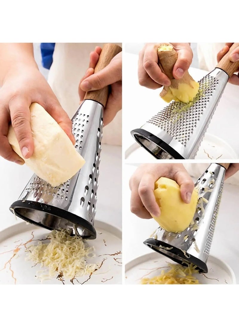 Octopus Bazaar - Bamboo Handle Conical Grater | 3 Function Chopping - 27 cm - Image 1