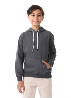 Andora Kangaroo Pockets Fleeced Boys Hoodie_ Dark Grey  - Image 1