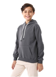 Andora Kangaroo Pockets Fleeced Boys Hoodie_ Dark Grey  - Image 2
