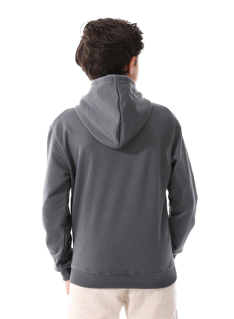 Andora Kangaroo Pockets Fleeced Boys Hoodie_ Dark Grey - Image 3