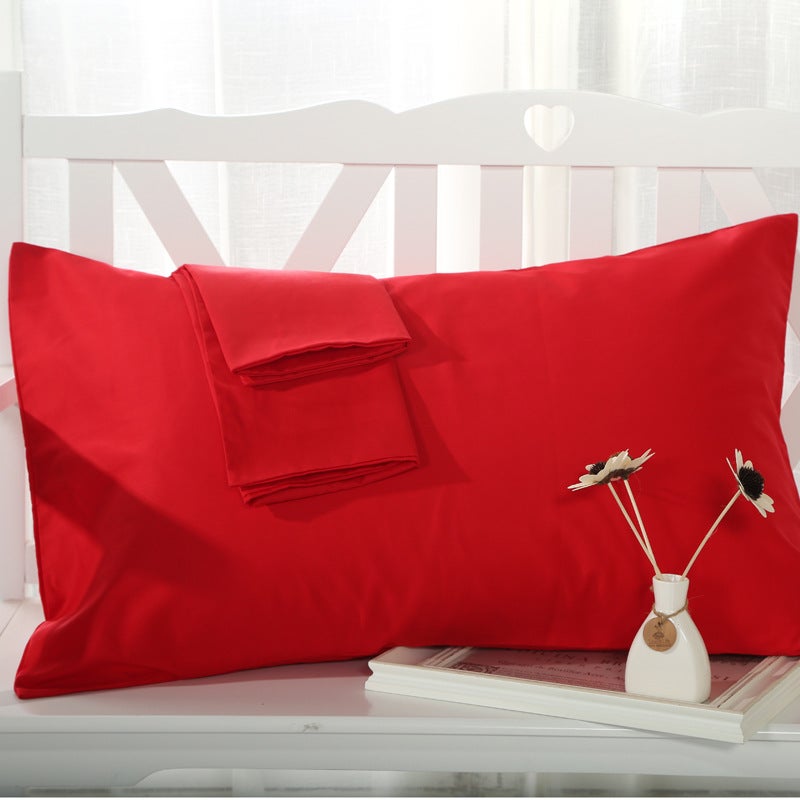 Cotton Pillowcase Simple Solid Color Single Red