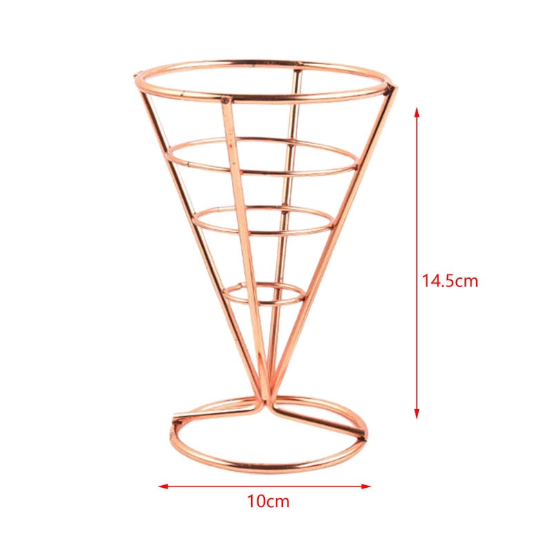 Rose Gold French Fries Cone Holder Stand Picnic Table Fry Basket - Image 5