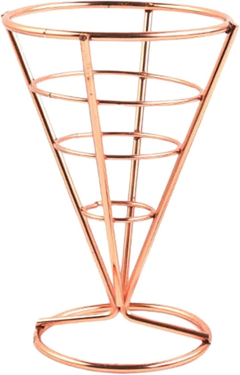 Rose Gold French Fries Cone Holder Stand Picnic Table Fry Basket - Image 1