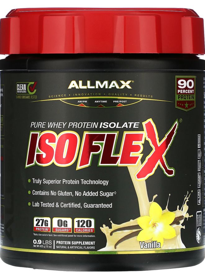 Allmax بروتين مصل اللبن النقي ISOFLEX® بنكهة الفانيليا 0.9 رطل (425 جرام) - Image 2