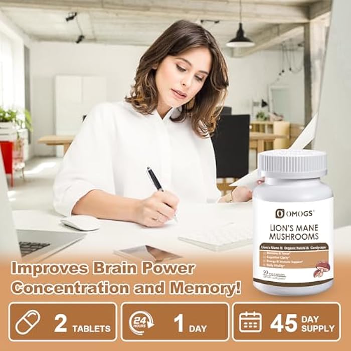 OMOGS Mushroom Complex Supplement Capsules 10:1 Extract, Lions Mane Supplement with Cordyceps, Reishi, for Brain Health, Memory Support, Focus & Immune System - Image 5