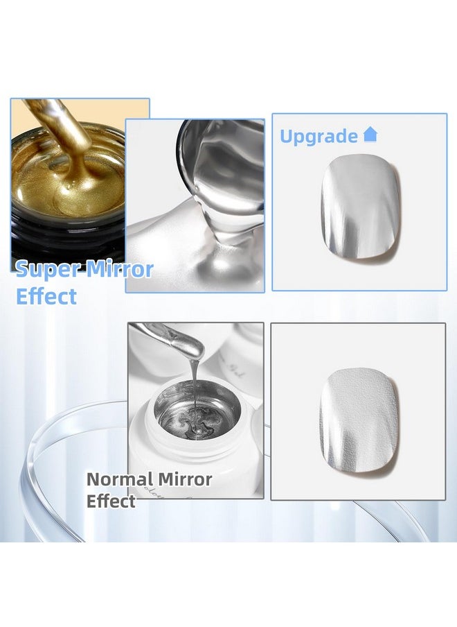 U-Shinein 2X8Ml Metallic Painting Gel Silver And Golden Painted Gel Nail Polish 3D Metal Painting Gel Drawing Mirror Nail Gel Polish Glossy French Acrylic Nail Painting Soak Off Uvled Diy Nail Art  - Image 4