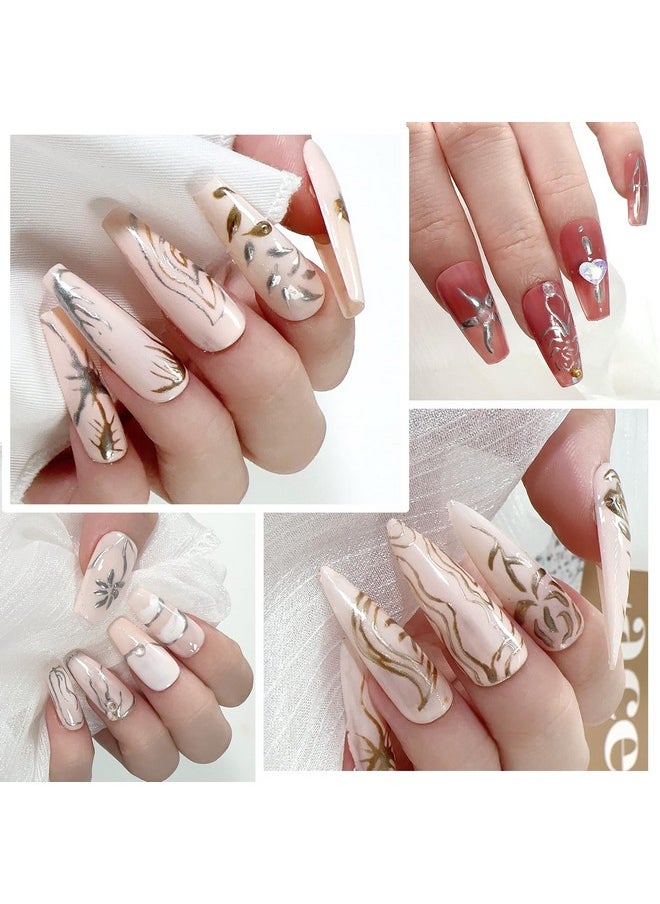 U-Shinein 2X8Ml Metallic Painting Gel Silver And Golden Painted Gel Nail Polish 3D Metal Painting Gel Drawing Mirror Nail Gel Polish Glossy French Acrylic Nail Painting Soak Off Uvled Diy Nail Art  - Image 3