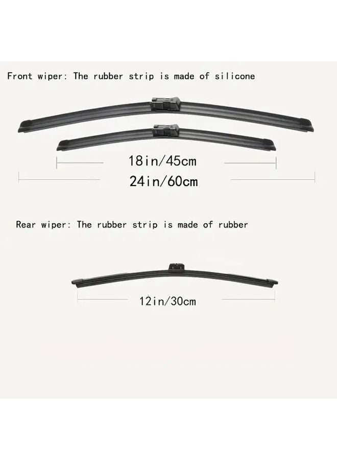 3 قطع شفرات مساحات الزجاج الأمامي والخلفي لجيلي كولري بروتون X50 2018-2024 - Image 3