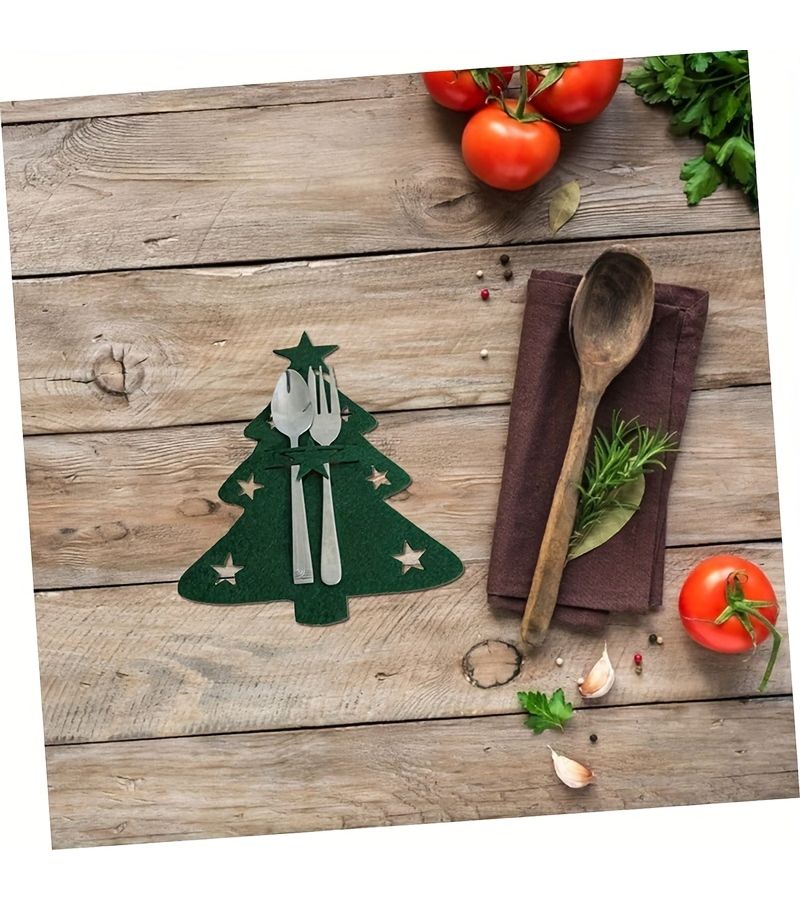 8 Red Felt Cutlery Pouches for Cozy Home Restaurant Table Decoration - Image 4